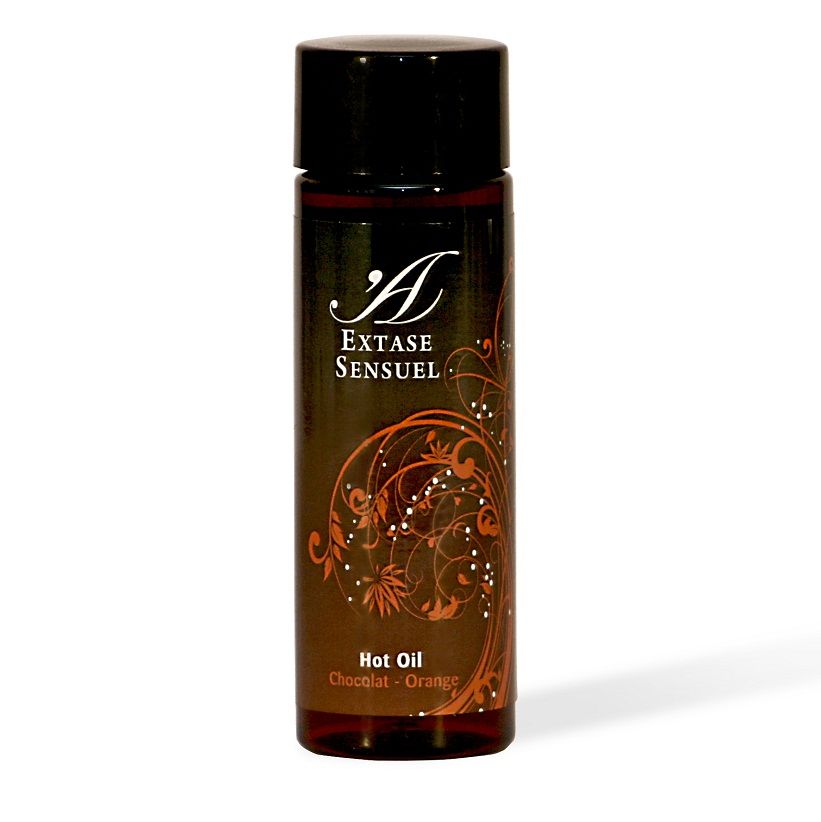 Huile de Massage Stimulante Chocolat & Orange - Effet Chauffant - Extase Sensual