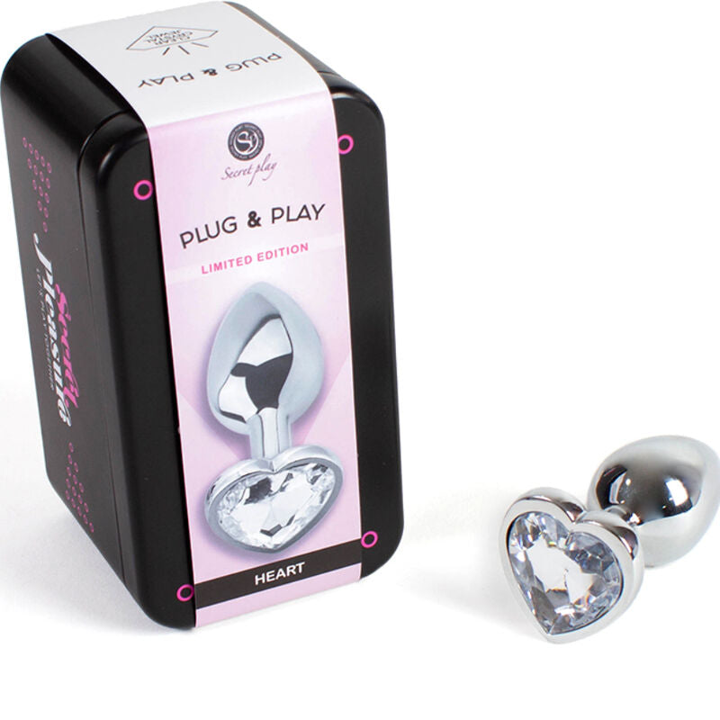 Plug Bijou Anal Coeur Métal Poli Conique 7 cm - Secretplay