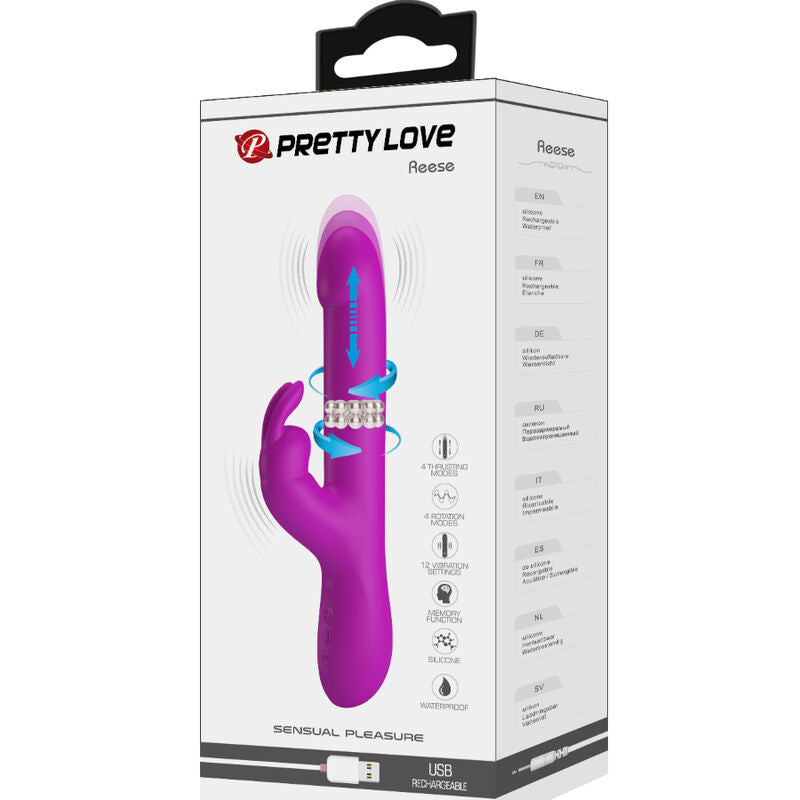 Vibromasseur Rabbit Reese Rotation Poussée Multi-Vitesses - Pretty Love