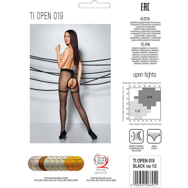 Collant Ouvert Tiopen 019 Crotchless 20 Deniers Décoration - Passion Woman