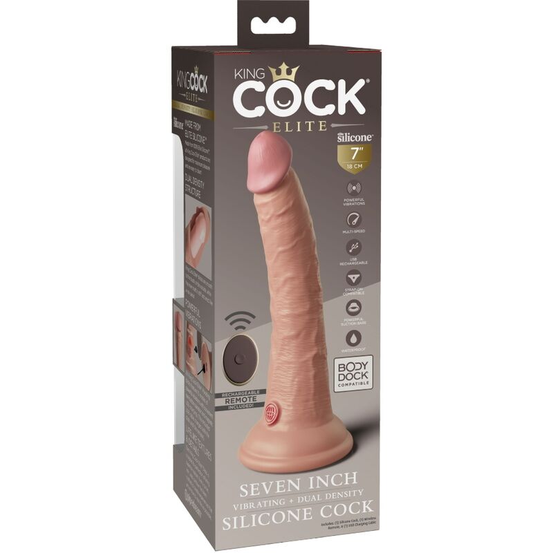 Gode Réaliste Vibrant Elite Silicone Télécommande - King Cock