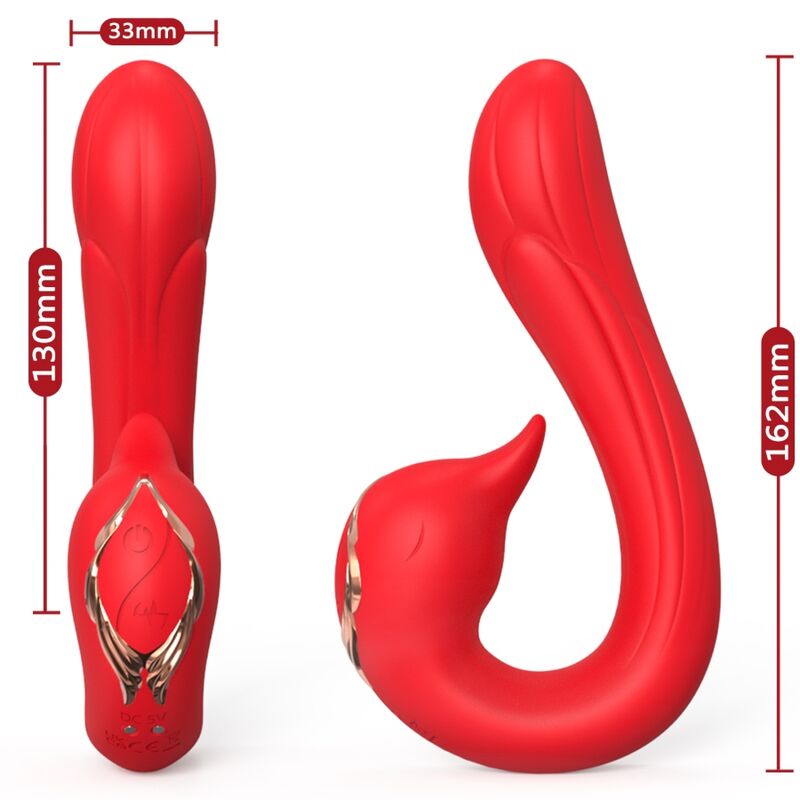 Cotes du rabbit Delfin rouge d'Armony, vues de face et de profil en forme de crochet