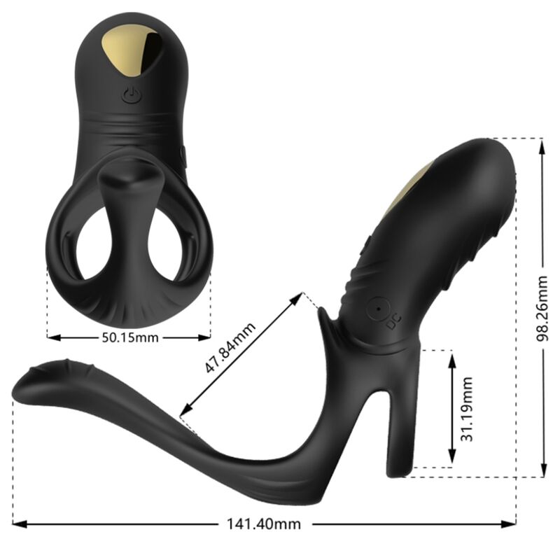 Cotes du cockring Joy Jumper Armony : anneau 50,15 mm, longueur 141,40 mm et hauteur