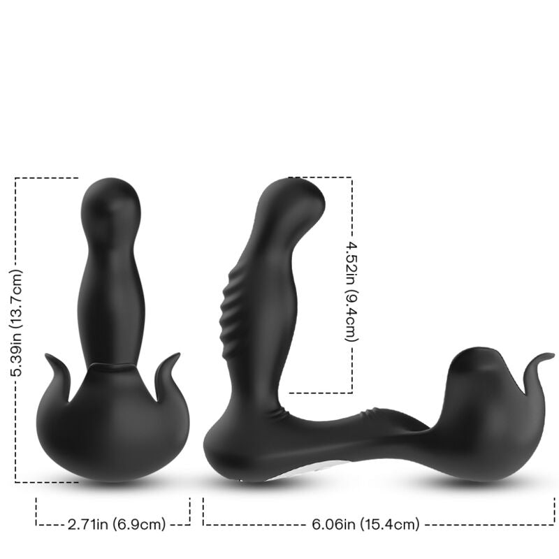 Cotes du stimulateur prostatique Armony : tige de 9,4 cm et longueur de 15,4 cm