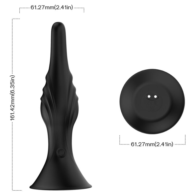 Cotes du plug effilé Armony : hauteur 161,42 mm et base de 61,27 mm vue de dessous