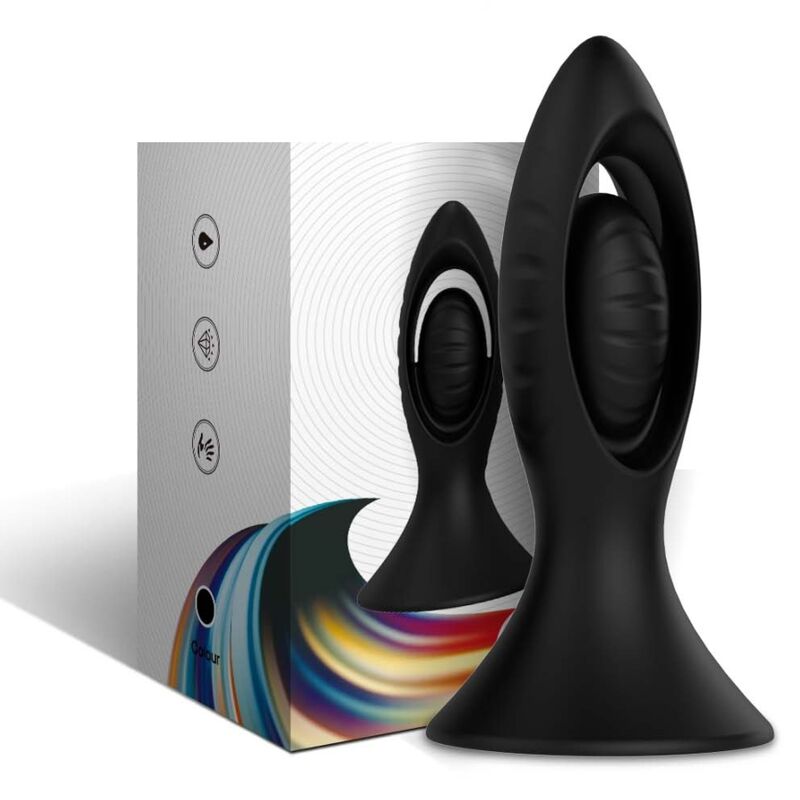 Plug anal vibrant ajouré Armony présenté devant sa boîte, petit et grand visuel