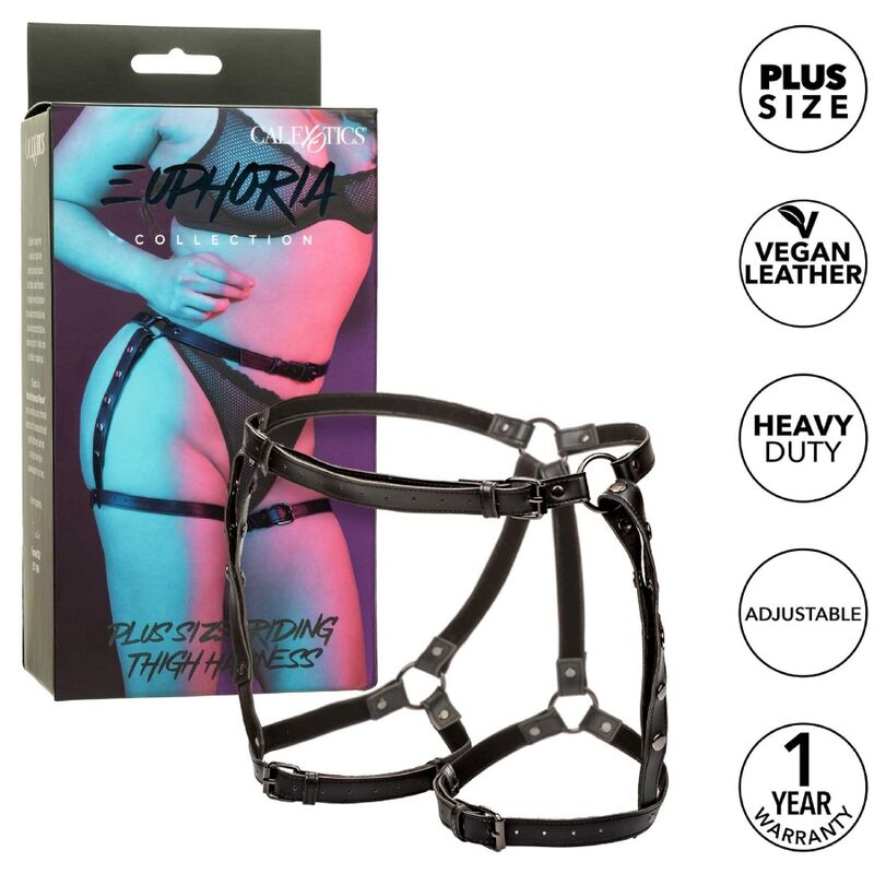 Harnais de Cuisse BDSM Euphoria Cuir Vegan Taille Plus - CalExotics