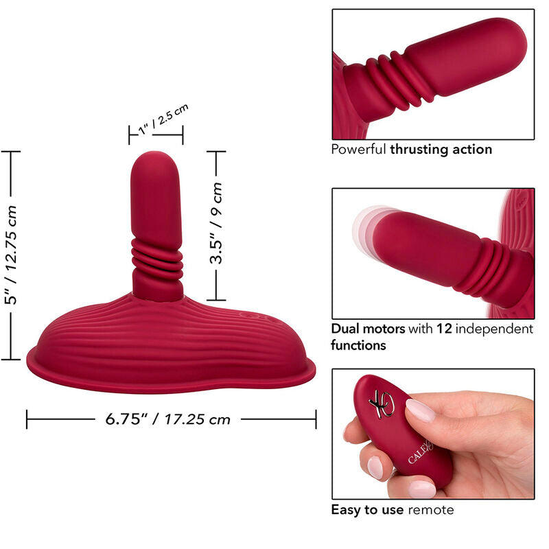 Vibromasseur à Chevaucher Double Moteur Télécommande 12 Modes Rouge - CalExotics