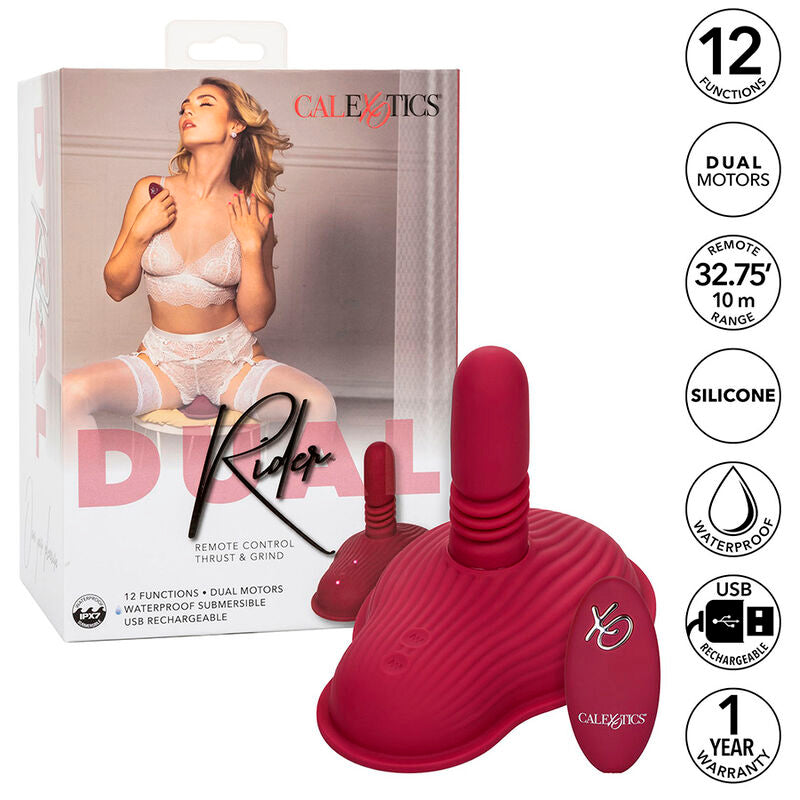 Vibromasseur à Chevaucher Double Moteur Télécommande 12 Modes Rouge - CalExotics