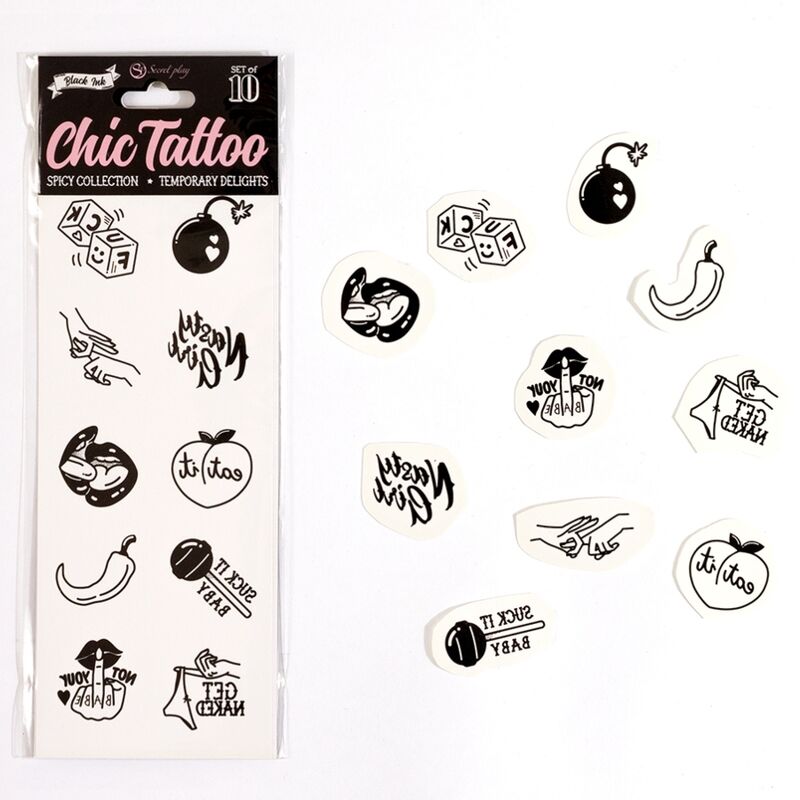 Tatouages Temporaires Érotiques Collection 10 Pièces - Secretplay