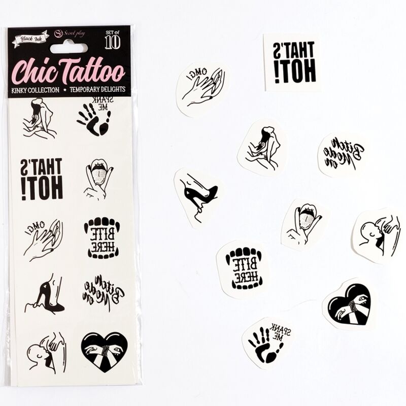 Tatouages Temporaires Érotiques Collection 10 Pièces - Secretplay
