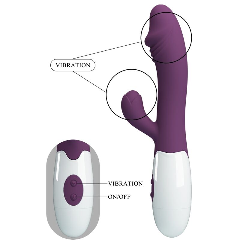 Vibromasseur Double Snappy Point G et Clitoris 30 Fonctions - Pretty Love