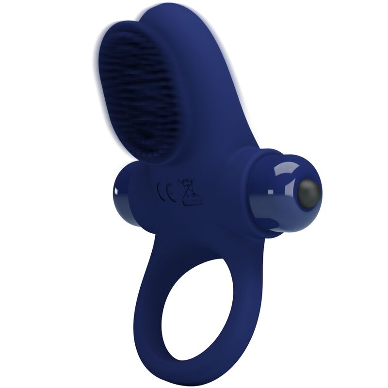 Cockring Vibrant Bleu Silicone 10 Modes Stimulation Clitoridienne - Pretty Love