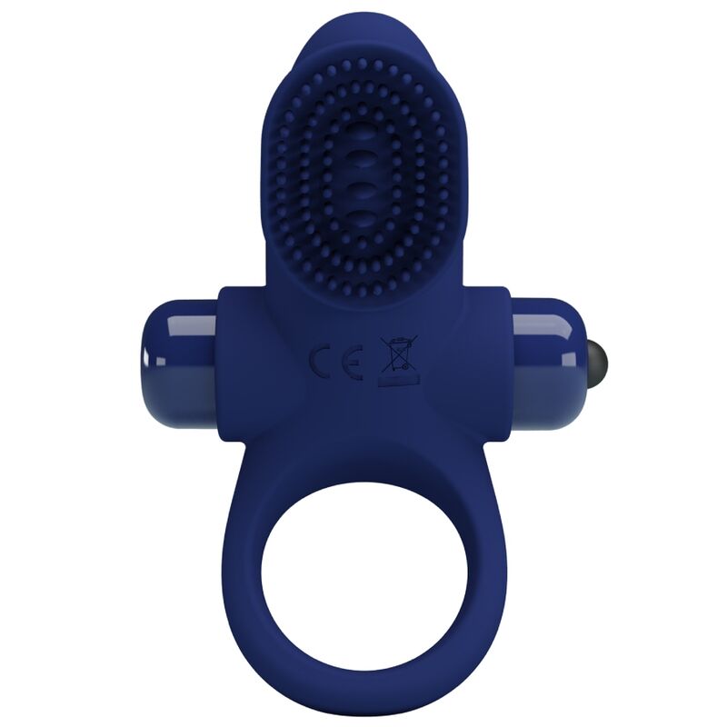Cockring Vibrant Bleu Silicone 10 Modes Stimulation Clitoridienne - Pretty Love