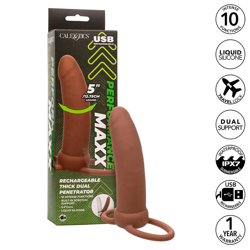 Gaine Pénis Double Pénétrateur Maxx - 10 Modes de vibrations Silicone - CalExotics