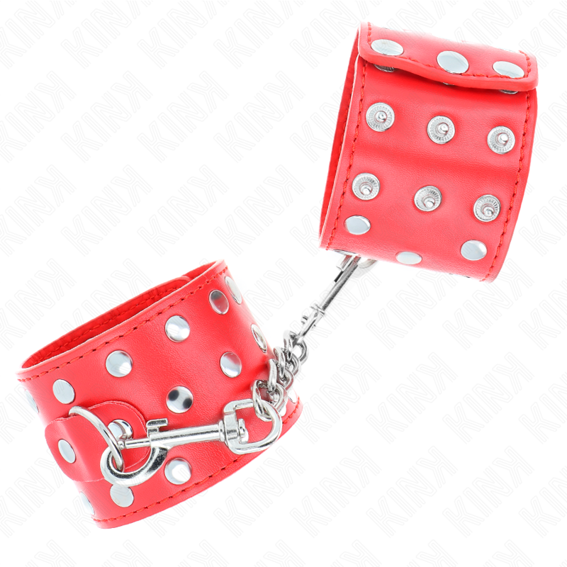 Menottes BDSM Rivets Fermeture Pression Ajustables 19-24 cm - Kink