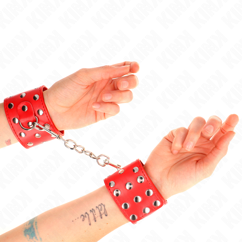 Menottes BDSM Rivets Fermeture Pression Ajustables 19-24 cm - Kink