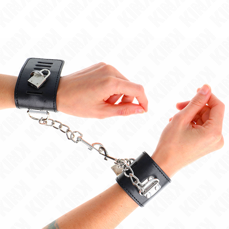 Menottes BDSM Fermeture Cadenas Ajustables 16-23 cm - Kink