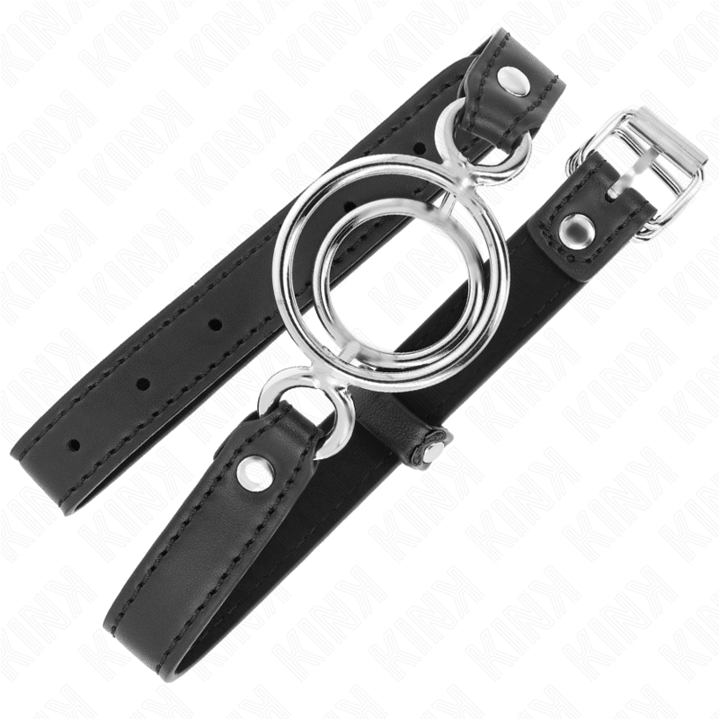 Bâillon BDSM O-Ring Multiple 4 Anneaux Interchangeables Cuir - Kink