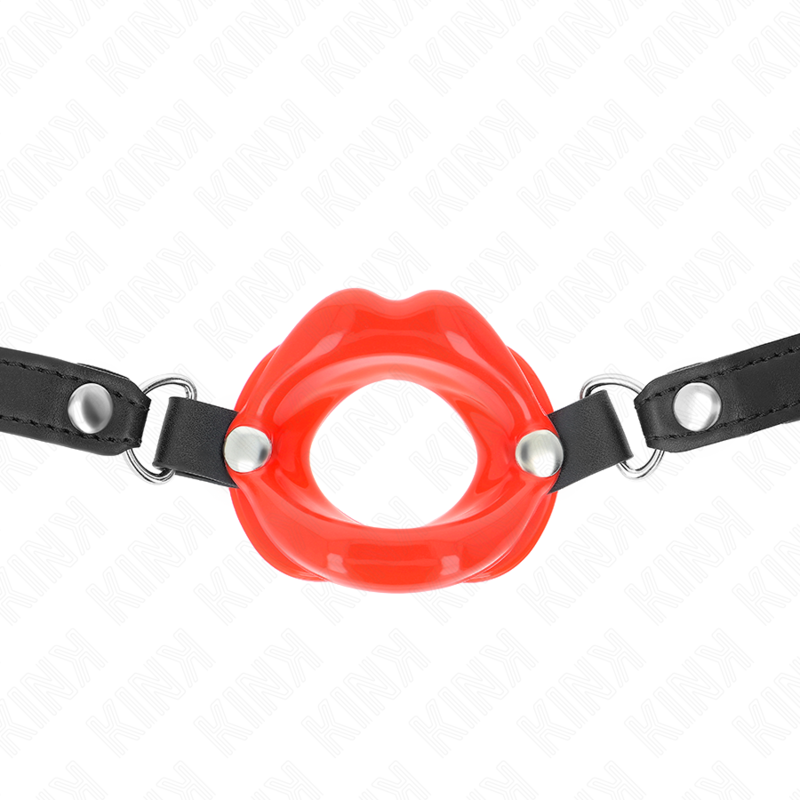 Bâillon Ball Gag Lip avec Sangle Cuir Ajustable - Kink