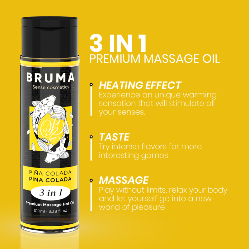 Huile de Massage Chauffante 3 en 1 Comestible 100 ml - Bruma