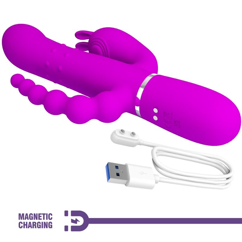 Vibromasseur Triple Cammy 4 en 1 Vaginal Clitoridien Anal - Pretty Love