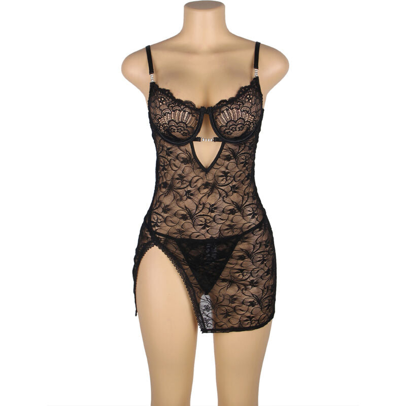 Babydoll Court Dentelle Transparente Bretelles Réglables - Subblime