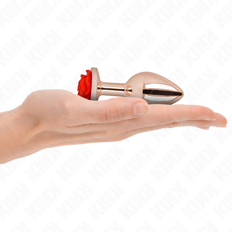 Plug Anal Bijou Rose Rouge Acier Inoxydable - Kink