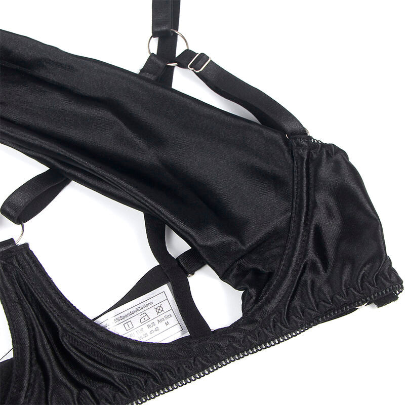 Ensemble Lingerie Soutien-Gorge Ouvert Nœud String Porte-Jarretelles - Subblime