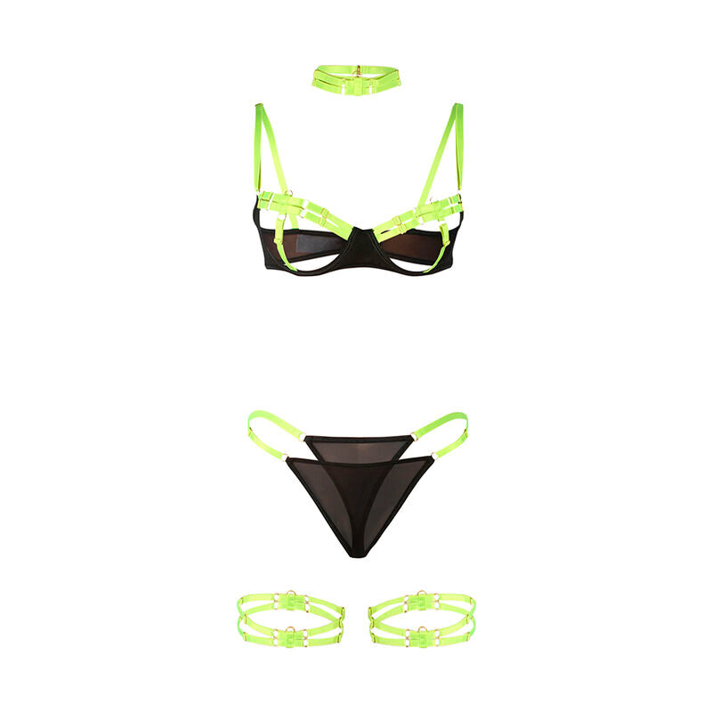 Ensemble Lingerie Soutien-Gorge Collier Jarretières Fluo - Subblime