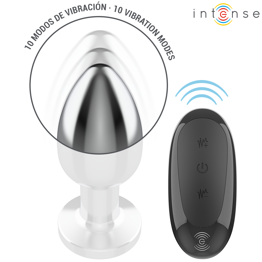 Plug Anal Vibrant Métal 10 Modes Télécommande - S/M/L - Intense