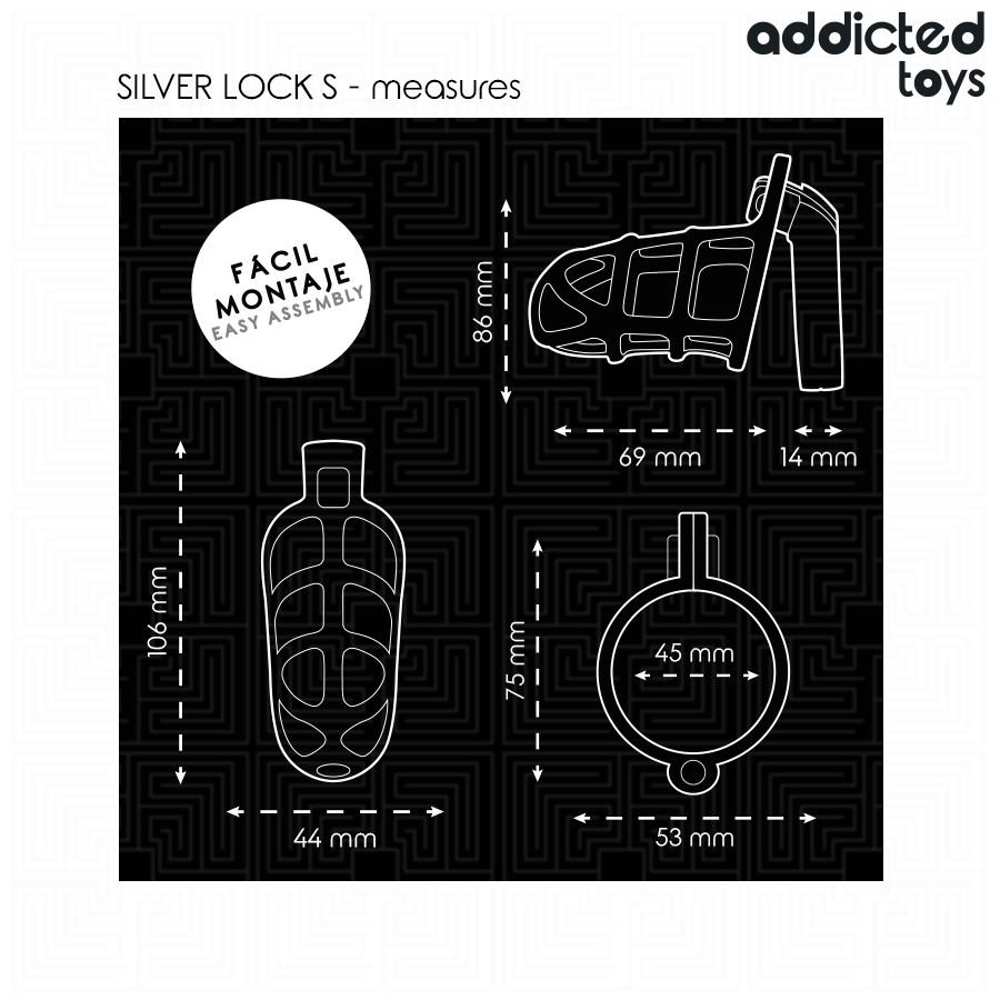 Cage à Pénis Métal Silver Lock Cadenas 2 Tailles S M - Addicted Toys
