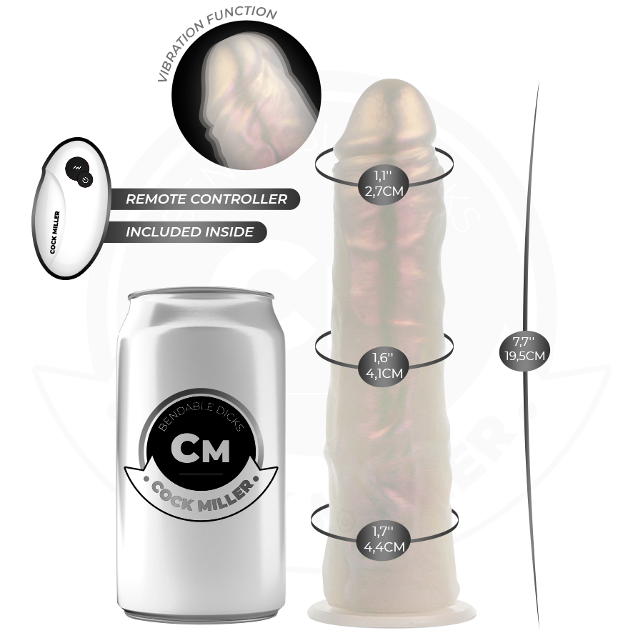 Gode Vibrant Ventouse Lumières LED Télécommande Rechargeable - Cock Miller