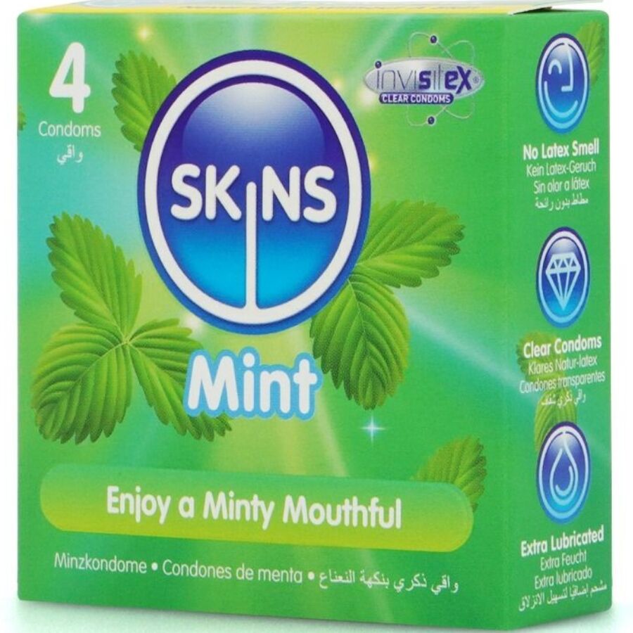Préservatifs Skins Menthe - Saveur Fraîche Extra Lubrifiés