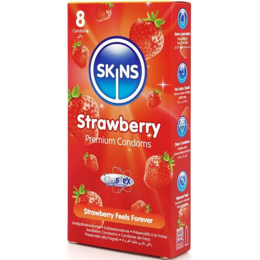 Préservatifs Aromatisés Banane ou Fraise Extra Lubrifiés - Skins