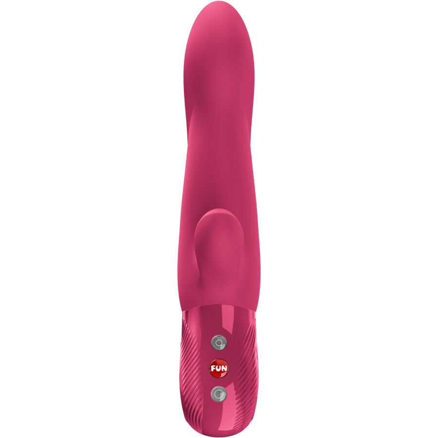 Rabbit Bi Stronic Arc framboise de Fun Factory vu de face, trois boutons