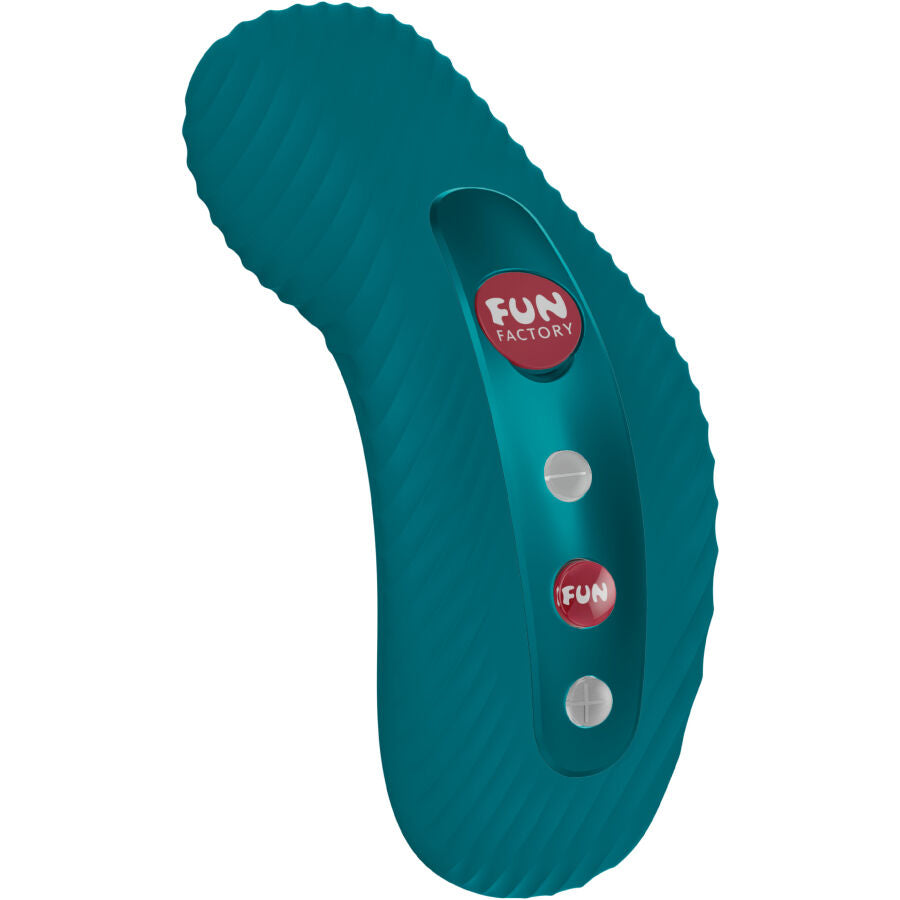 Vibromasseur clitoridien Laya III vert canard de Fun Factory vu de trois quarts