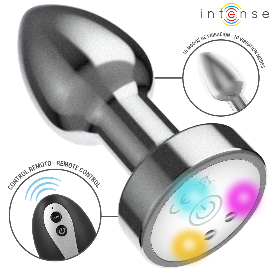 Plug Anal Vibrant Métal LED Télécommande - Chauffant - Intense