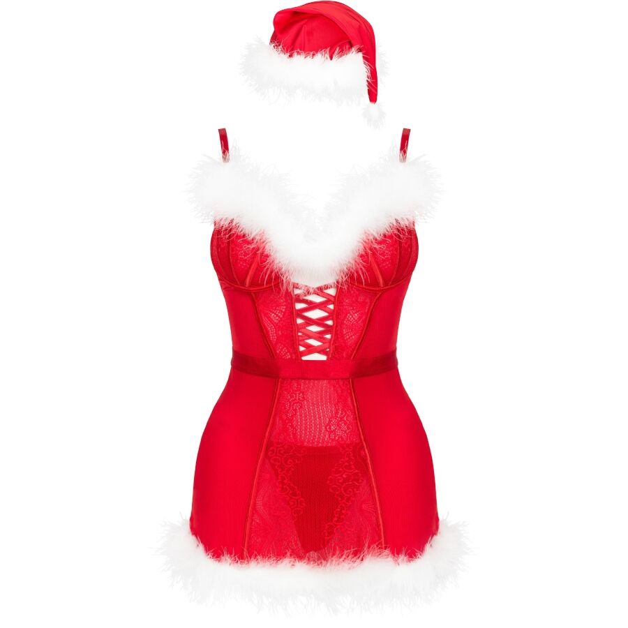 LIVCO CORSETTI FASHION - AGETHE LC 90607 CHEMISE + STRING + BONNET DE NOËL L/XL
