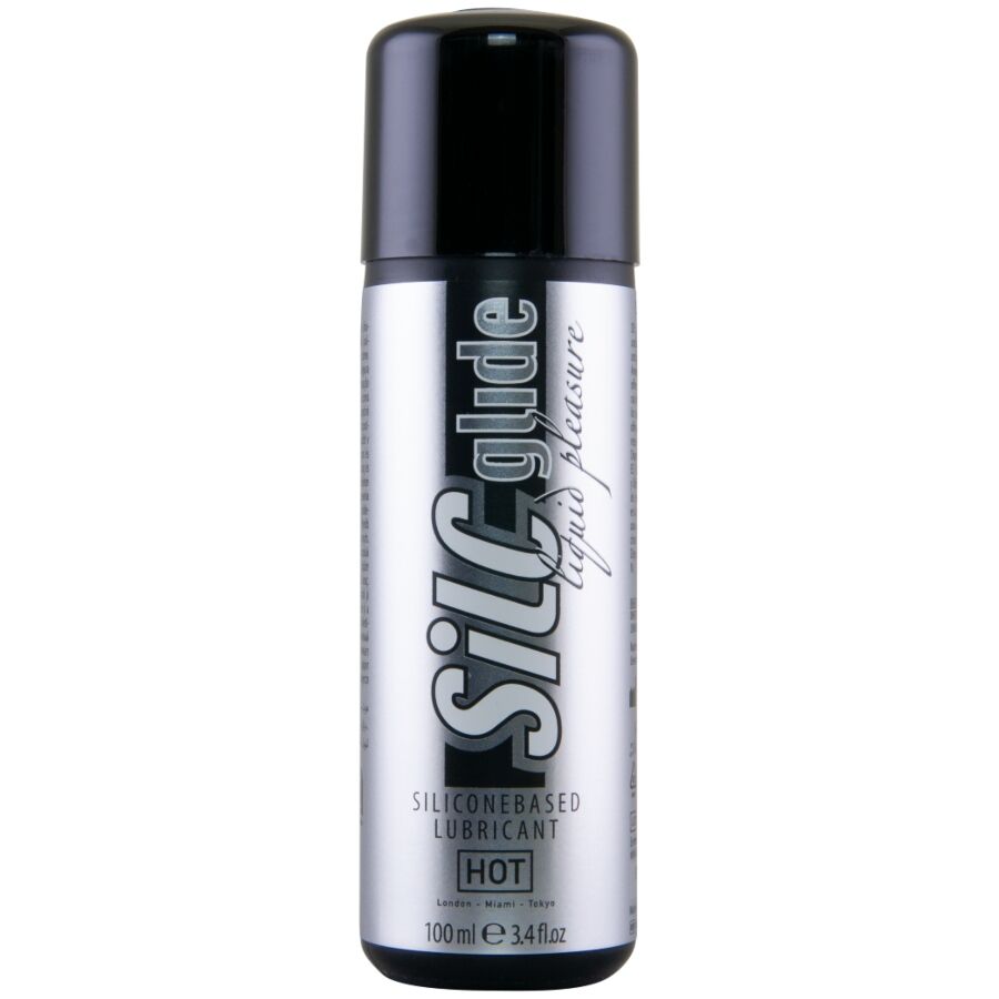 Flacon argenté du lubrifiant à base de silicone Silc Glide de HOT, 100 ml