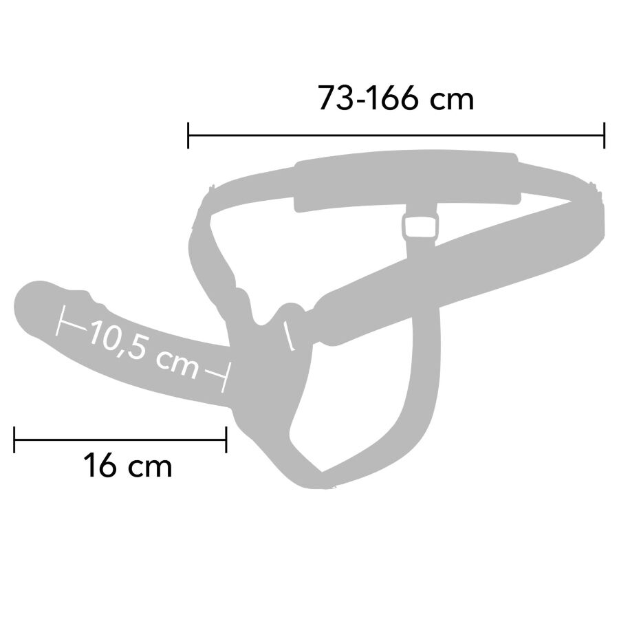 Schéma de la gaine Inferno Hidden Desire avec cotes de 16 cm, 10,5 cm et 73-166 cm