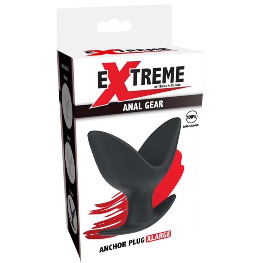 Boîte Extreme Anal Gear Anchor Plug XLarge d'Hidden Desire avec le plug noir