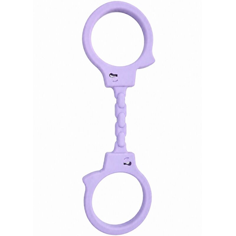Menottes souples en silicone mauve Diablo Picante, deux bracelets et chaîne moulée