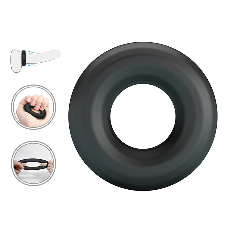 Cockring Urban de Crazy Bull étiré à la main pour illustrer son extensibilité