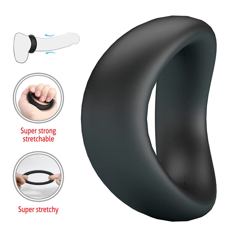 Cockring Valen de Crazy Bull étiré à la main pour illustrer son extensibilité