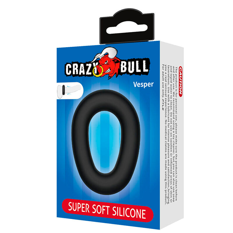 Boîte bleue Crazy Bull du cockring Vesper en silicone vue de face