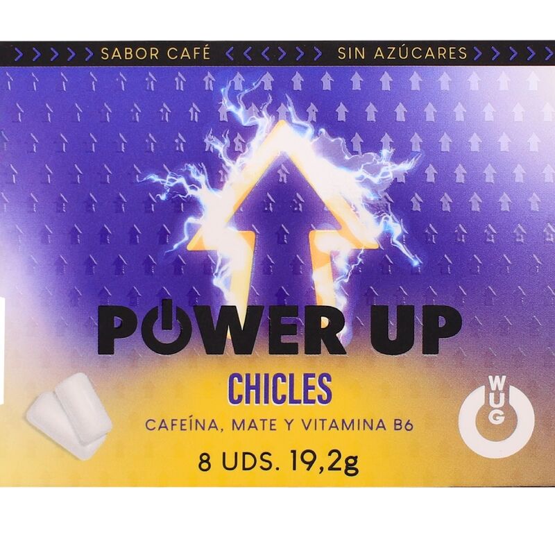 Chewing-Gum Énergie Power Up Caféine Café Blister de 8 - Wug Gum
