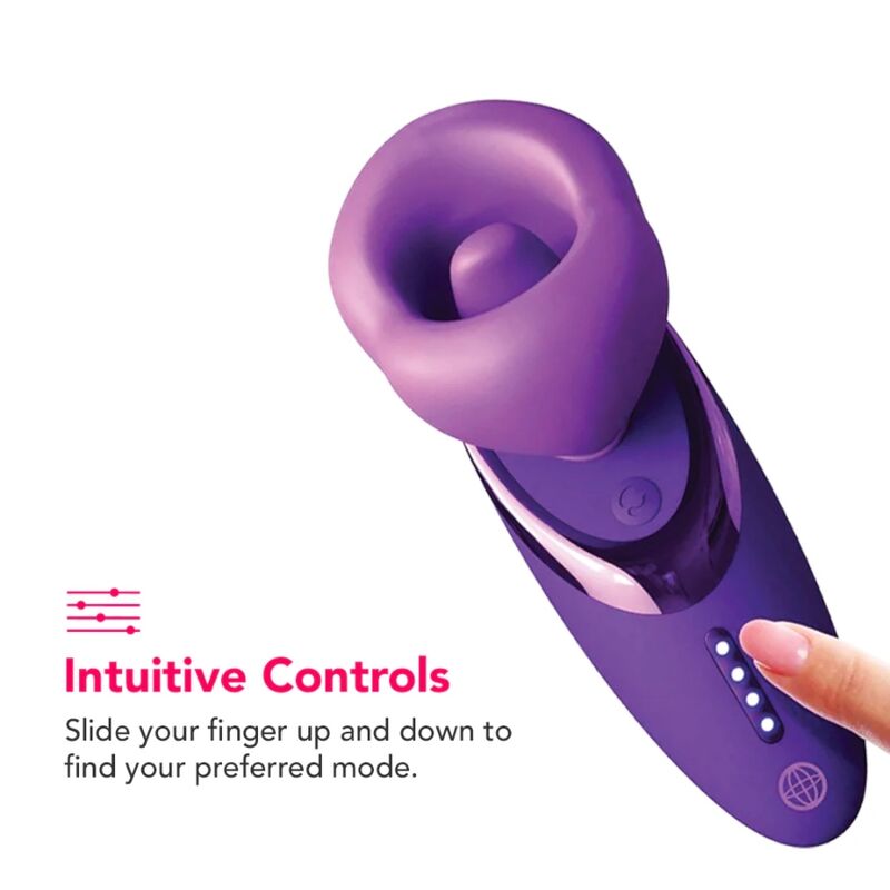 Doigt glissant sur la barre de commande tactile du stimulateur Pleasure Sucker