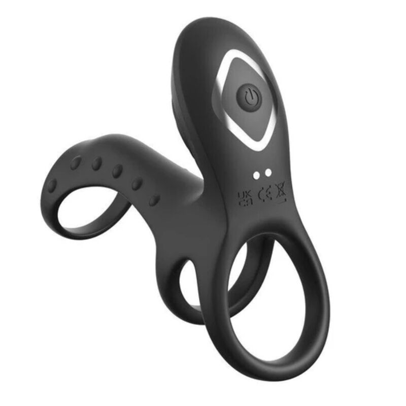 Cockring Cage Pro de Fantasy de trois quarts, bouton central lumineux