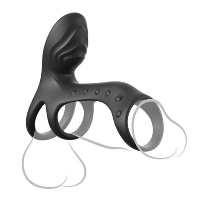 Cockring vibrant Cage Pro C-Ringz de Fantasy avec silhouette du pénis et des testicules